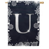 Silver Snowflakes Monogram House Flag