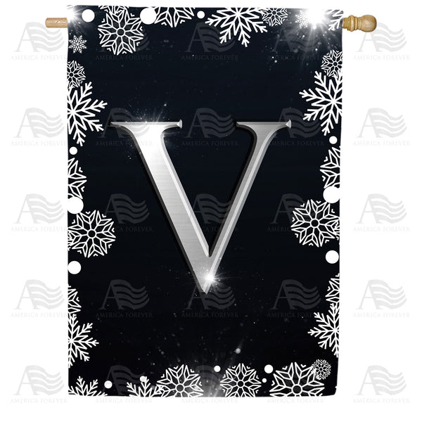 America Forever Silver Snowflakes Monogram House Flag
