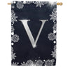 Silver Snowflakes Monogram House Flag