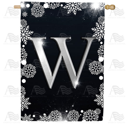America Forever Silver Snowflakes Monogram House Flag