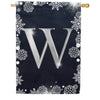 Silver Snowflakes Monogram House Flag