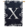 Silver Snowflakes Monogram House Flag