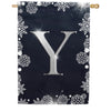 America Forever Silver Snowflakes Monogram House Flag