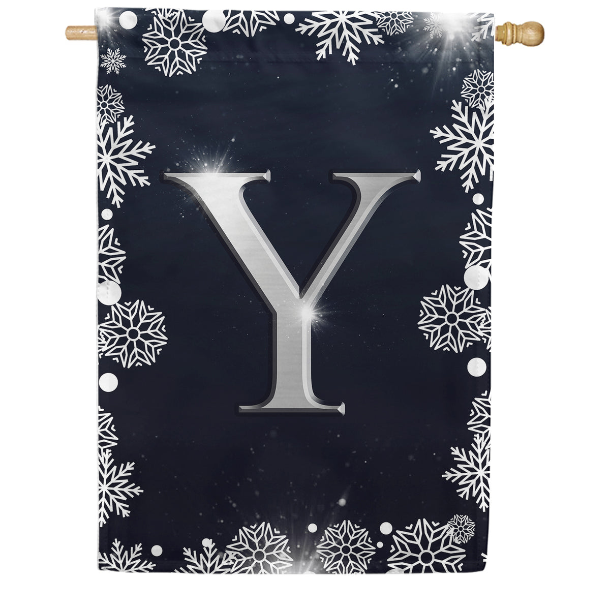 America Forever Silver Snowflakes Monogram House Flag