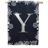 Silver Snowflakes Monogram House Flag