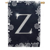 Silver Snowflakes Monogram House Flag