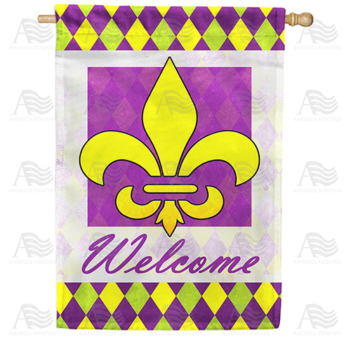 America Forever Fleur De Lis Welcome House Flag