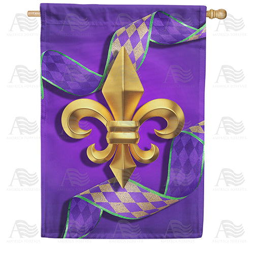 America Forever Fleur De Lis And Ribbon House Flag