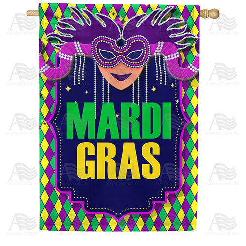 America Forever Mardi Gras Beaded Mask House Flag