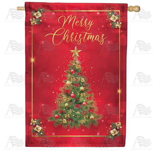 America Forever Merry Christmas Tree House Flag