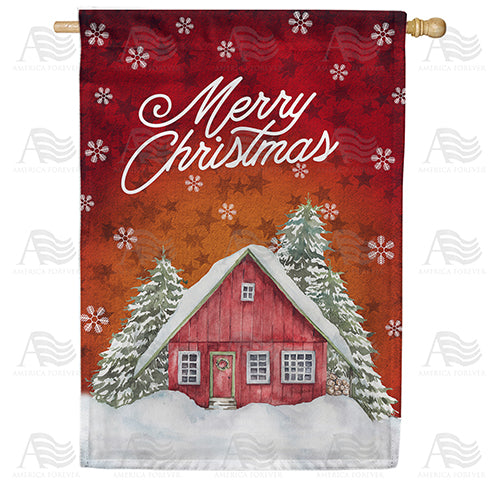 America Forever Christmas At The Cabin House Flag