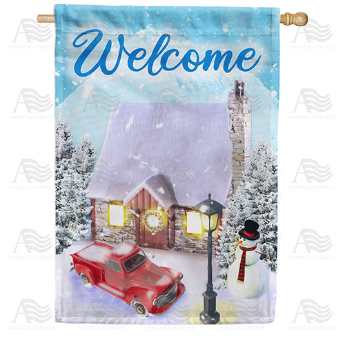 America Forever Winter Welcome House Flag