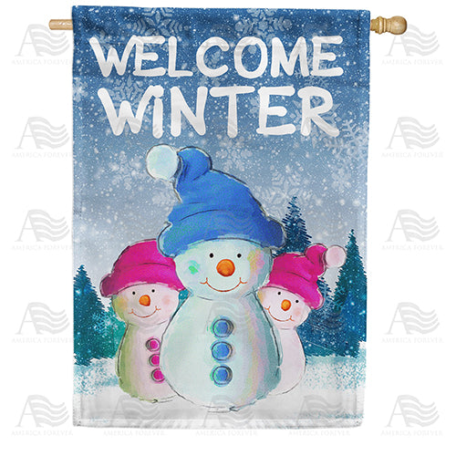 America Forever Smiling Snowmen House Flag