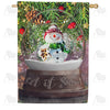 America Forever Snowman Water Globe House Flag