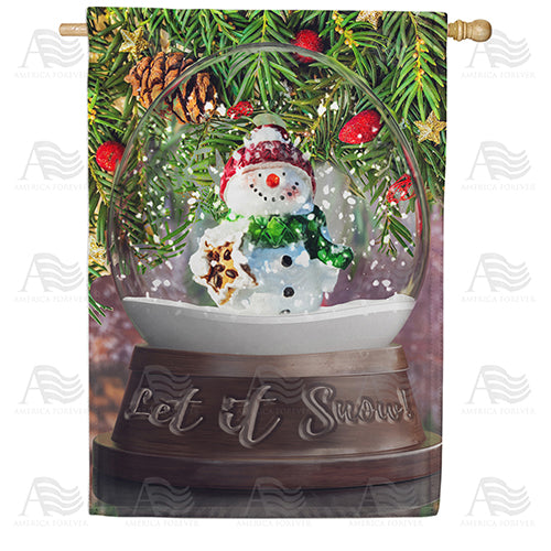 America Forever Snowman Water Globe House Flag