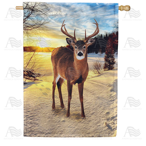 America Forever The Winter Buck Stops Here House Flag
