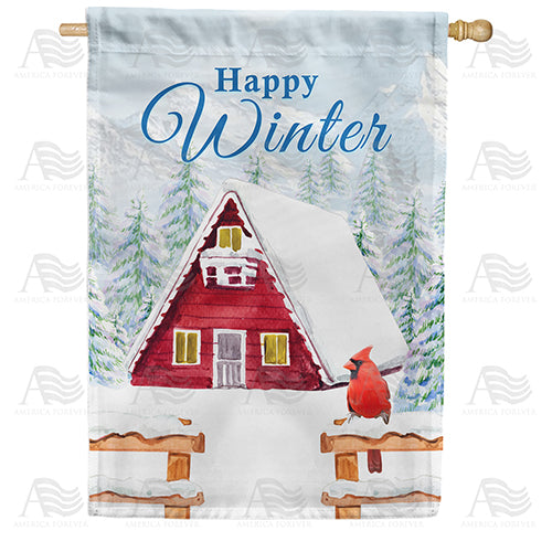 America Forever Winter At The Chalet House Flag