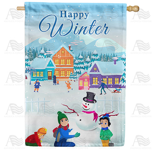 America Forever Winter Fun Land House Flag