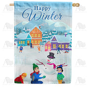 America Forever Winter Fun Land House Flag