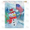 America Forever Patriotic Snowman House Flag