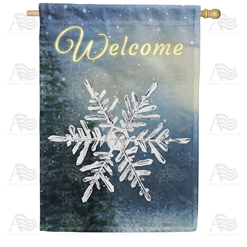 America Forever Silver Snowflake House Flag