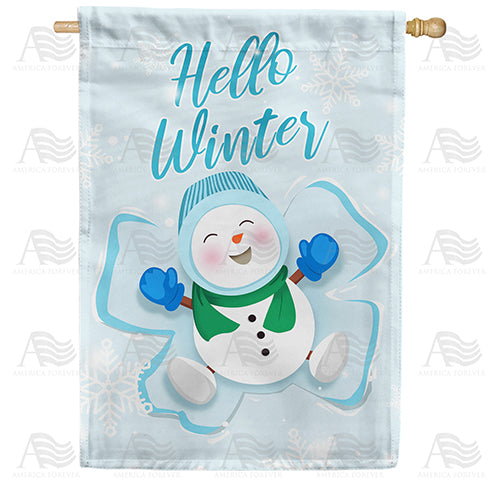 America Forever Snowman Snow Angel House Flag