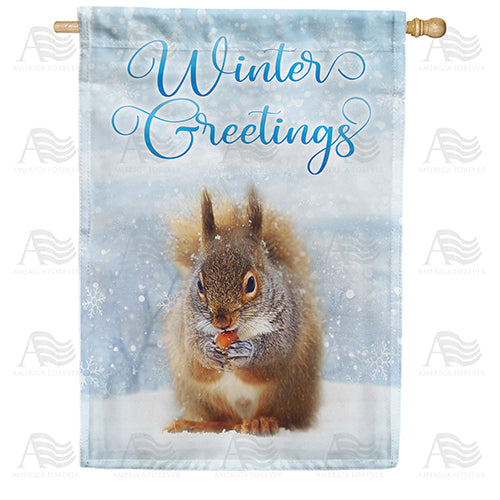 America Forever Winter Squirrel House Flag