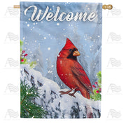 America Forever Welcome Winter Cardinal House Flag