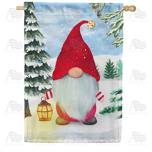America Forever Walking In A Winter Gnomeland House Flag