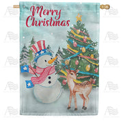 America Forever American Snowman Christmas House Flag