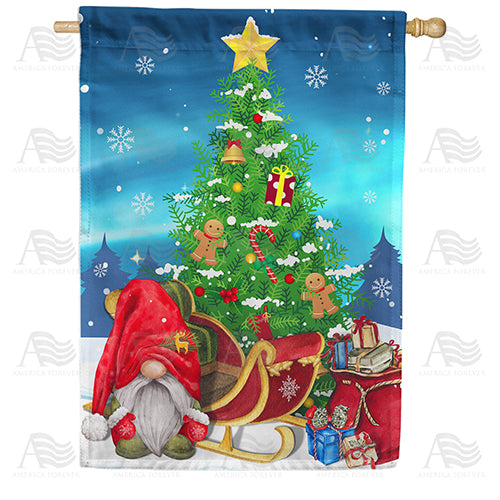 America Forever Santa Gnome And Sleigh House Flag