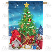 America Forever Santa Gnome And Sleigh House Flag