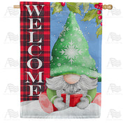 America Forever Welcome To Our Winter Gnome House Flag