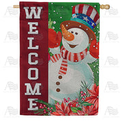 America Forever Jolly Snowman Welcome House Flag