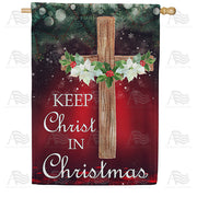 America Forever Christmas Cross House Flag