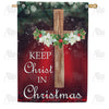 America Forever Christmas Cross House Flag