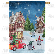 America Forever Gnome Winter Wonderland House Flag