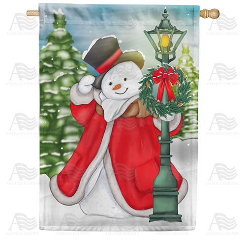 America Forever Stylish Snowman House Flag