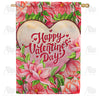 America Forever Pink Valentine Flowers House Flag