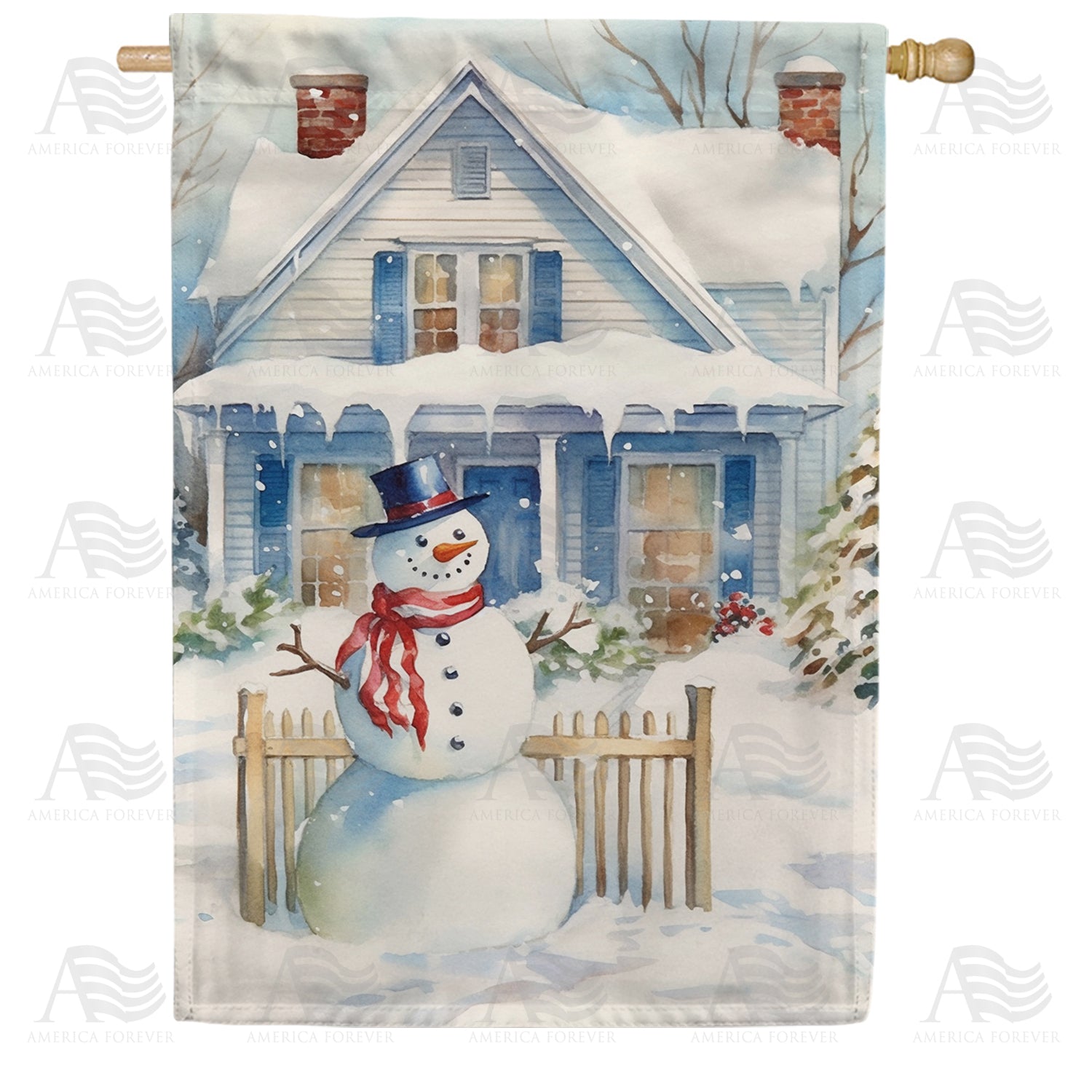 America Forever Snowman Greeter House Flag