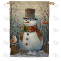 America Forever Plaid Clothed Snowman House Flag