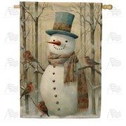 America Forever Snowman's Feathered Friends House Flag