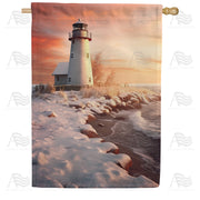 America Forever Winter Lighthouse House Flag