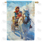 America Forever Dashing Thru The Snow! House Flag