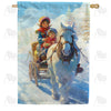 America Forever Dashing Thru The Snow! House Flag