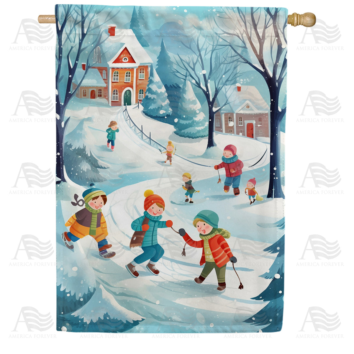 America Forever Winter Neighborhood Fun House Flag