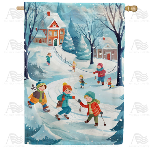 America Forever Winter Neighborhood Fun House Flag