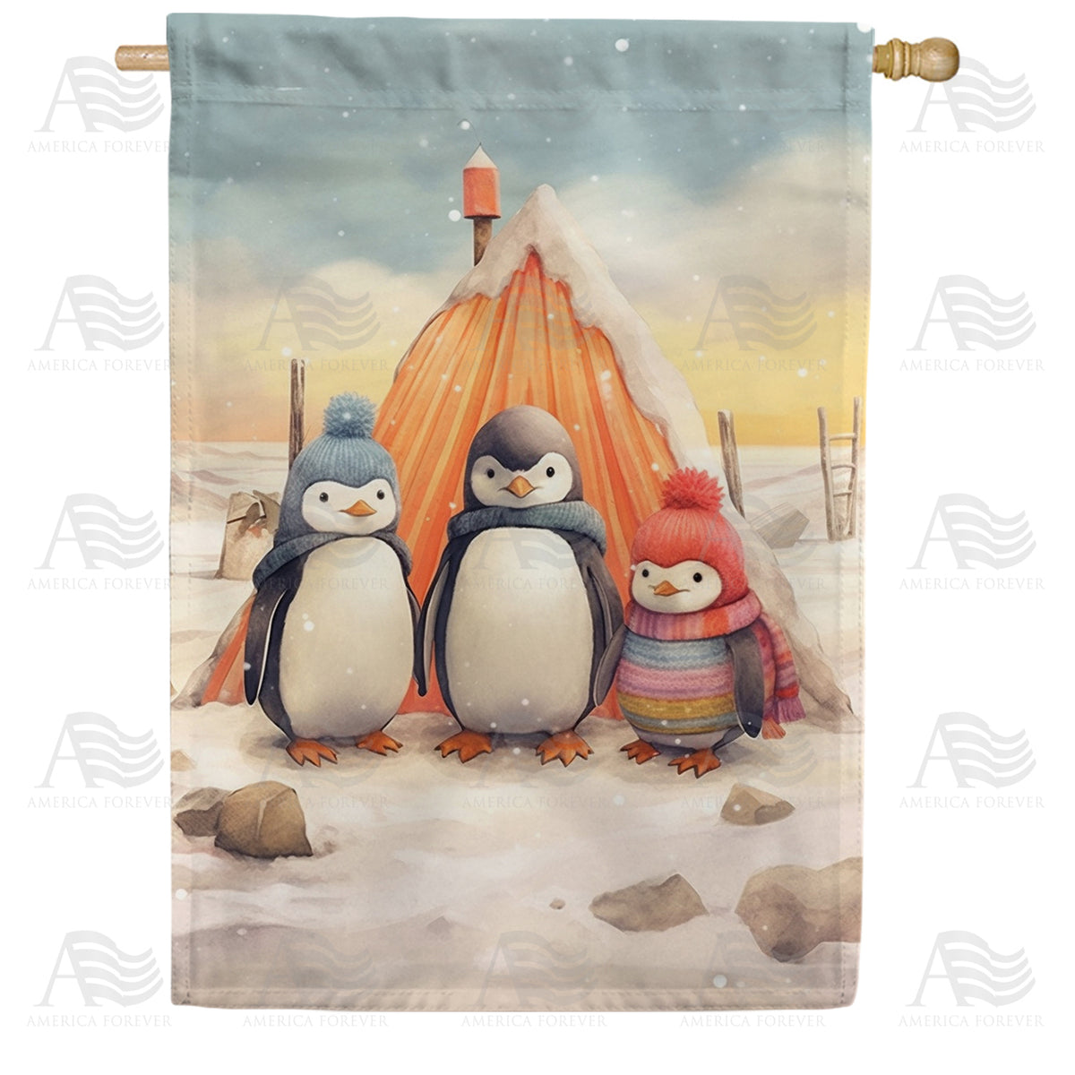 America Forever Penguin Hut House Flag