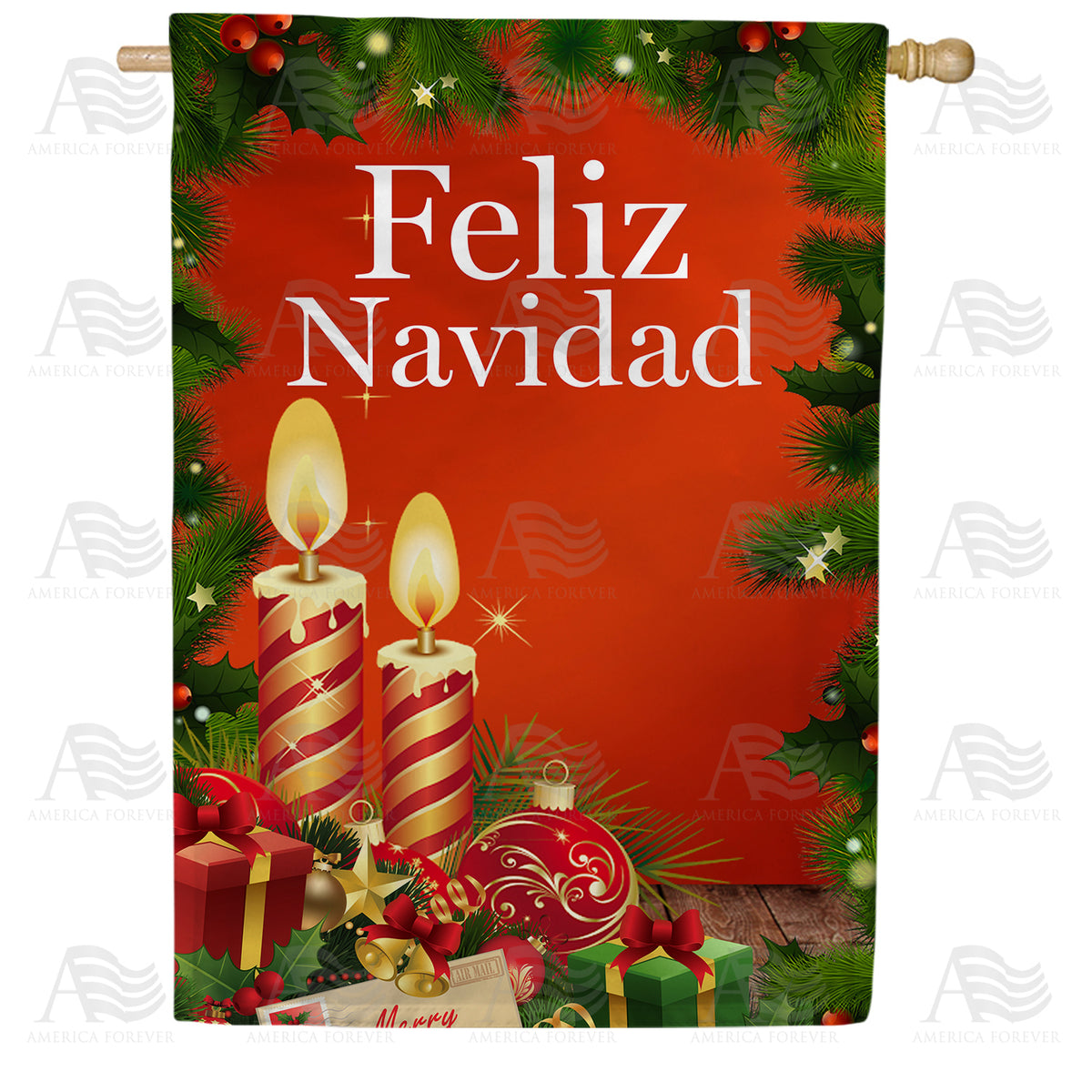 America Forever Feliz Navidad House Flag