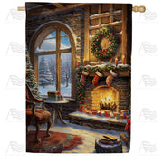 America Forever Winter Snow Lodge House Flag